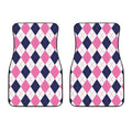 White Blue And Pink Argyle Pattern Print Front Car Floor Mats
