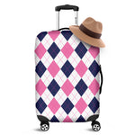 White Blue And Pink Argyle Pattern Print Luggage Cover