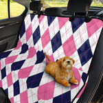 White Blue And Pink Argyle Pattern Print Pet Car Back Seat Cover