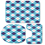White Blue And Red Argyle Pattern Print 3 Piece Bath Mat Set