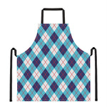 White Blue And Red Argyle Pattern Print Apron