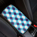 White Blue And Red Argyle Pattern Print Car Center Console Cover