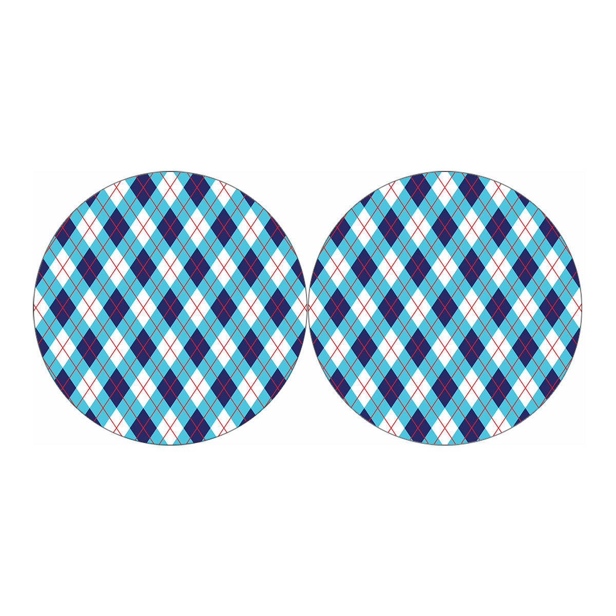 White Blue And Red Argyle Pattern Print Car Coasters