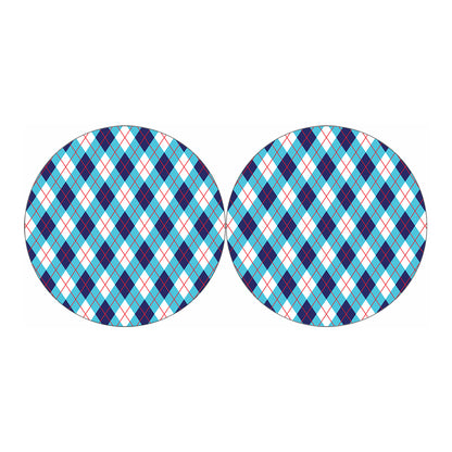 White Blue And Red Argyle Pattern Print Car Coasters