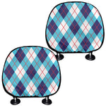 White Blue And Red Argyle Pattern Print Car Headrest Covers