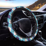 White Blue And Red Argyle Pattern Print Car Steering Wheel Cover