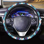 White Blue And Red Argyle Pattern Print Car Steering Wheel Cover