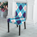 White Blue And Red Argyle Pattern Print Dining Chair Slipcover