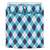 White Blue And Red Argyle Pattern Print Duvet Cover Bedding Set