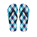 White Blue And Red Argyle Pattern Print Flip Flops
