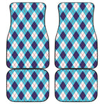 White Blue And Red Argyle Pattern Print Front and Back Car Floor Mats