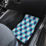 White Blue And Red Argyle Pattern Print Front and Back Car Floor Mats
