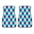 White Blue And Red Argyle Pattern Print Front Car Floor Mats