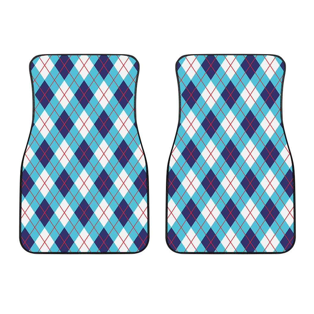 White Blue And Red Argyle Pattern Print Front Car Floor Mats