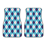 White Blue And Red Argyle Pattern Print Front Car Floor Mats