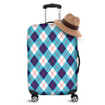 White Blue And Red Argyle Pattern Print Luggage Cover