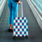 White Blue And Red Argyle Pattern Print Luggage Cover