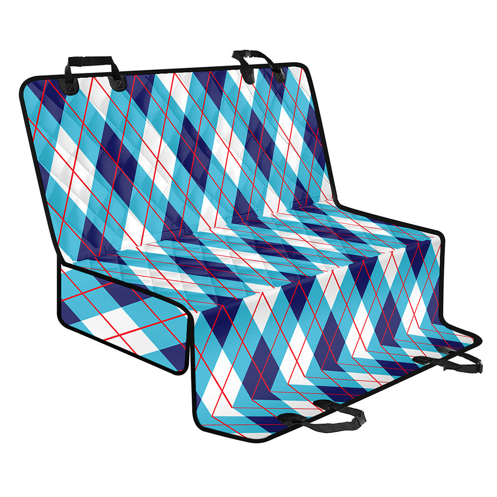 White Blue And Red Argyle Pattern Print Pet Car Back Seat Cover