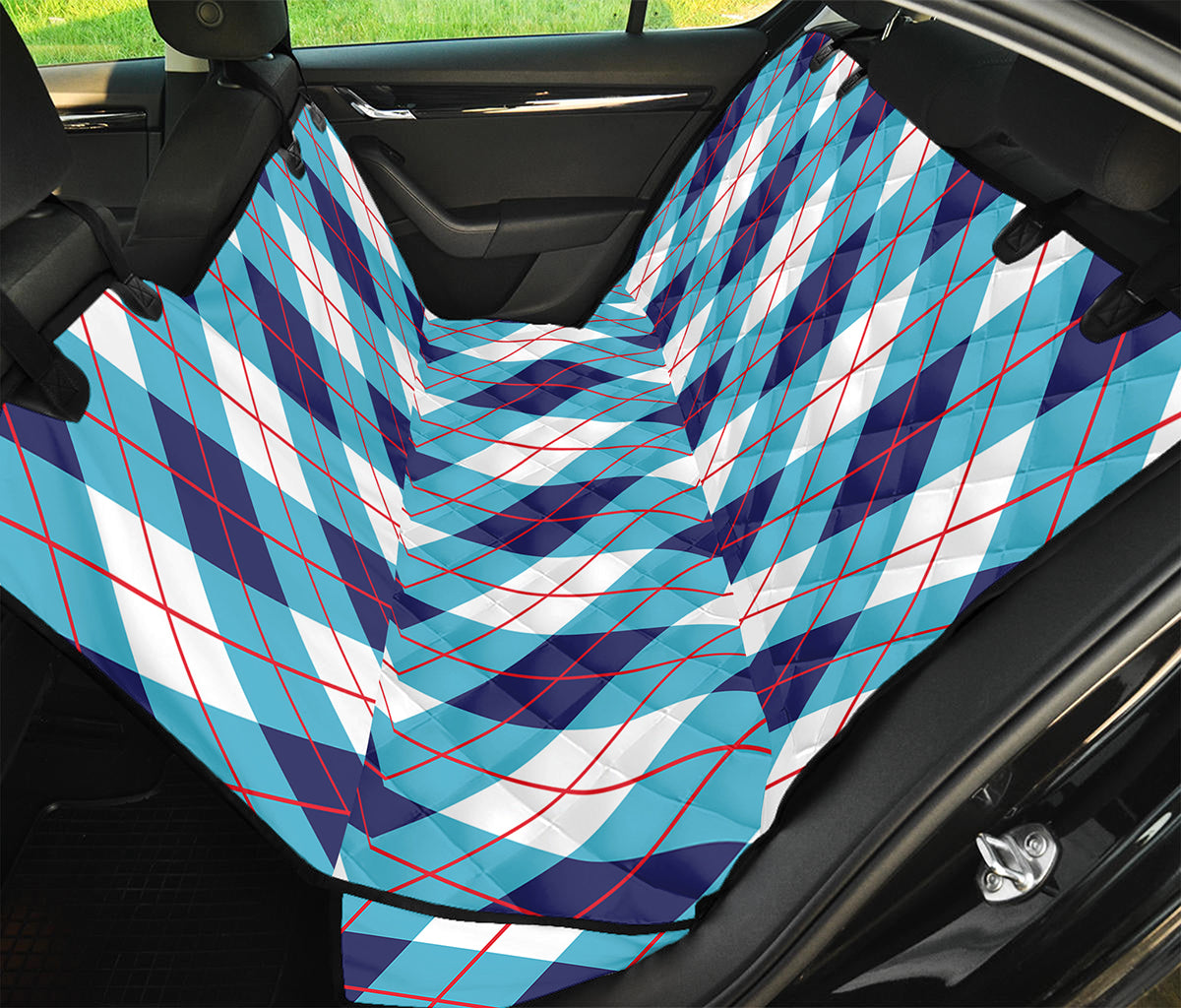 White Blue And Red Argyle Pattern Print Pet Car Back Seat Cover