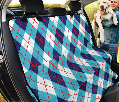 White Blue And Red Argyle Pattern Print Pet Car Back Seat Cover