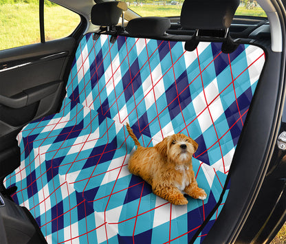 White Blue And Red Argyle Pattern Print Pet Car Back Seat Cover