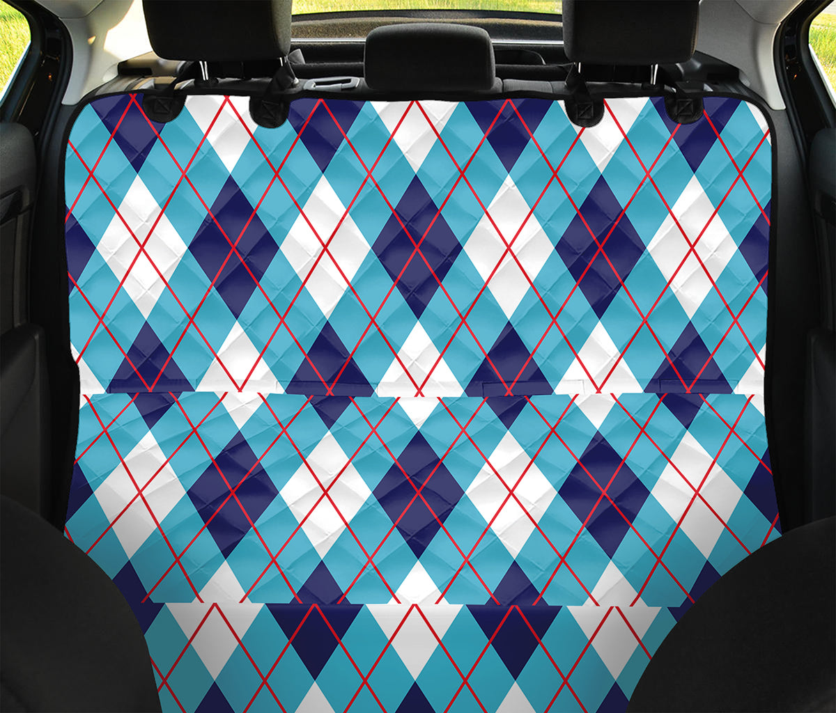 White Blue And Red Argyle Pattern Print Pet Car Back Seat Cover