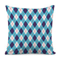 White Blue And Red Argyle Pattern Print Pillow Cover