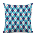 White Blue And Red Argyle Pattern Print Pillow Cover