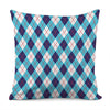 White Blue And Red Argyle Pattern Print Pillow Cover