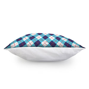 White Blue And Red Argyle Pattern Print Pillow Cover