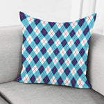 White Blue And Red Argyle Pattern Print Pillow Cover