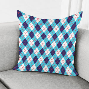 White Blue And Red Argyle Pattern Print Pillow Cover