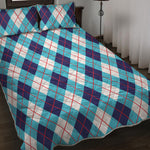 White Blue And Red Argyle Pattern Print Quilt Bed Set