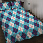White Blue And Red Argyle Pattern Print Quilt Bed Set