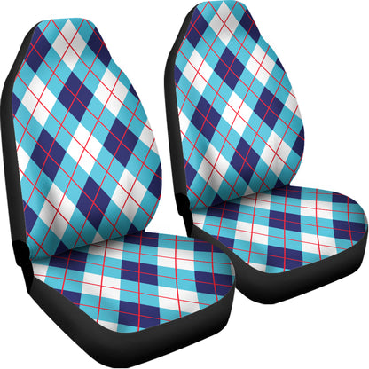 White Blue And Red Argyle Pattern Print Universal Fit Car Seat Covers