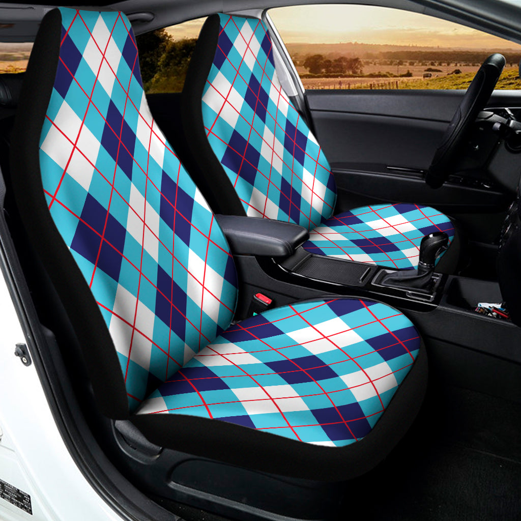 White Blue And Red Argyle Pattern Print Universal Fit Car Seat Covers