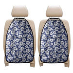 White Blue Hibiscus Floral Pattern Print Car Seat Organizers