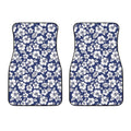 White Blue Hibiscus Floral Pattern Print Front Car Floor Mats