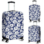 White Blue Hibiscus Floral Pattern Print Luggage Cover GearFrost