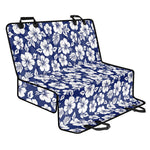 White Blue Hibiscus Floral Pattern Print Pet Car Back Seat Cover