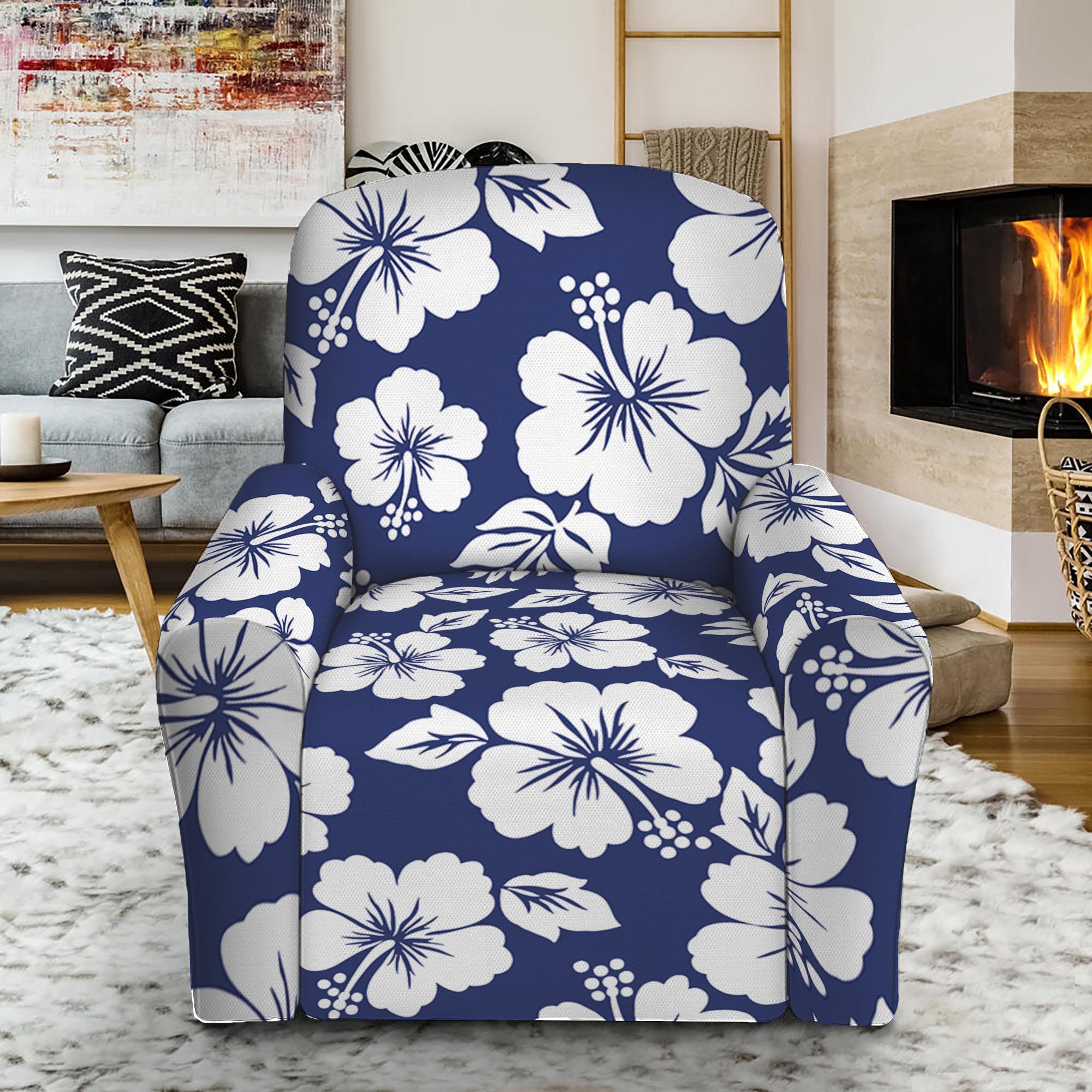 Blue discount pattern recliner