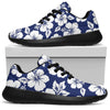 White Blue Hibiscus Floral Pattern Print Sport Shoes GearFrost