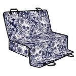 White Blue Skull Floral Pattern Print Pet Car Back Seat Cover