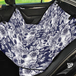 White Blue Skull Floral Pattern Print Pet Car Back Seat Cover