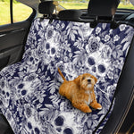 White Blue Skull Floral Pattern Print Pet Car Back Seat Cover