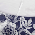 White Blue Skull Floral Pattern Print Sofa Cover