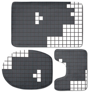 White Brick Puzzle Video Game Print 3 Piece Bath Mat Set