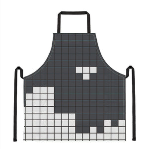 White Brick Puzzle Video Game Print Apron