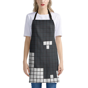 White Brick Puzzle Video Game Print Apron