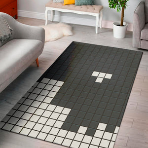 White Brick Puzzle Video Game Print Area Rug